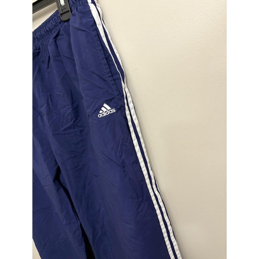 VTG Y2K Adidas Lined Baggy Blue 3 Stripe Track Pants Drawstrings Size XL - Picture 2 of 9